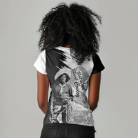 Nat Love Women V-Neck T-Shirt Deadwood Dick Legendary Black Cowboy - Famous Outlaw Quote
