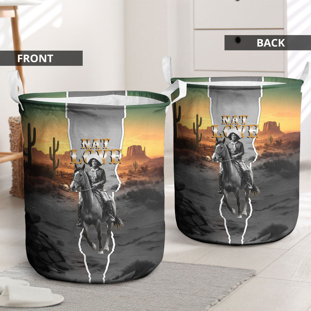 Nat Love Deadwood Dick Legendary Black Cowboy Laundry Basket Western Frontier Style With Native Southwest Pattern