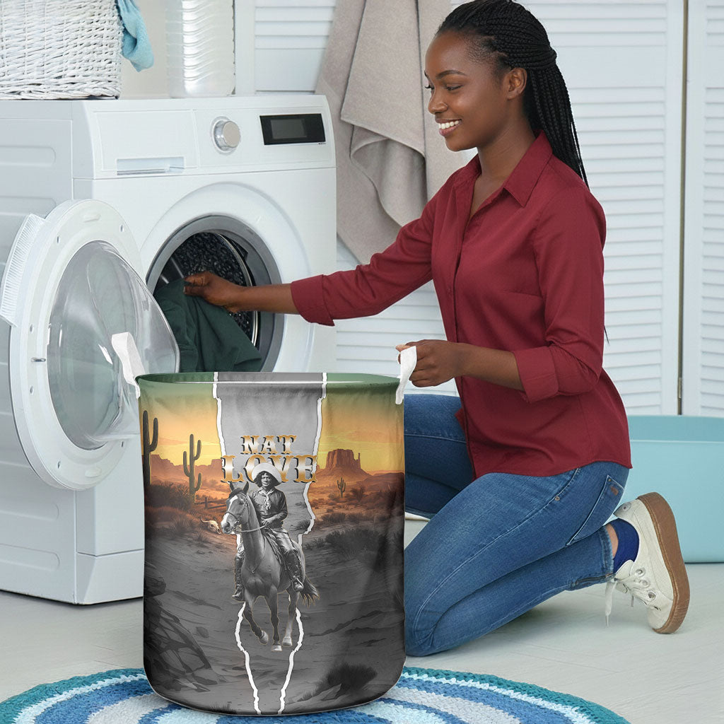 Nat Love Deadwood Dick Legendary Black Cowboy Laundry Basket Western Frontier Style With Native Southwest Pattern
