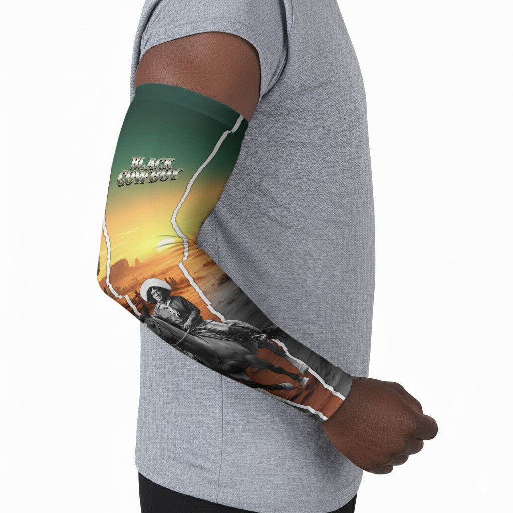 Nat Love Deadwood Dick Legendary Black Cowboy Arm Sleeves Western Frontier Style With Native Southwest Pattern