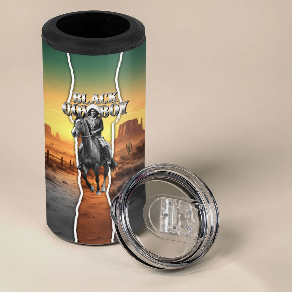 Nat Love Deadwood Dick Legendary Black Cowboy 4 in 1 Can Cooler Tumbler Western Frontier Style With Native Southwest Pattern