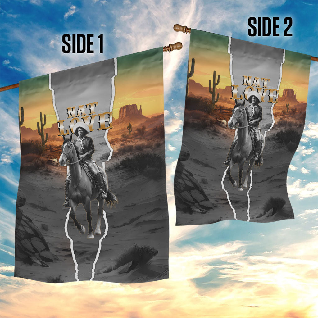 Nat Love Deadwood Dick Legendary Black Cowboy Garden Flag Western Frontier Style With Native Southwest Pattern