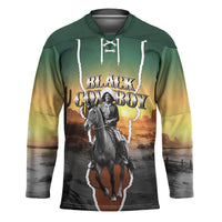 Nat Love Deadwood Dick Legendary Black Cowboy Hockey Jersey Western Frontier Style With Native Southwest Pattern
