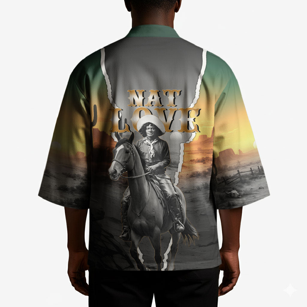 Nat Love Deadwood Dick Legendary Black Cowboy Kimono Western Frontier Style With Native Southwest Pattern