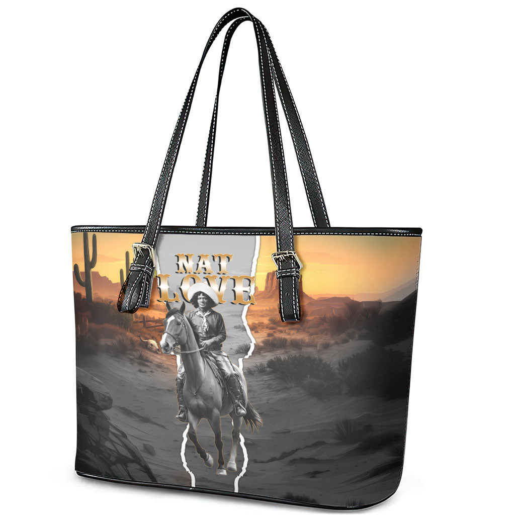Nat Love Deadwood Dick Legendary Black Cowboy Leather Tote Bag Western Frontier Style With Native Southwest Pattern