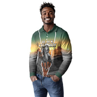 Nat Love Deadwood Dick Legendary Black Cowboy Long Sleeve Polo Shirt Western Frontier Style With Native Southwest Pattern