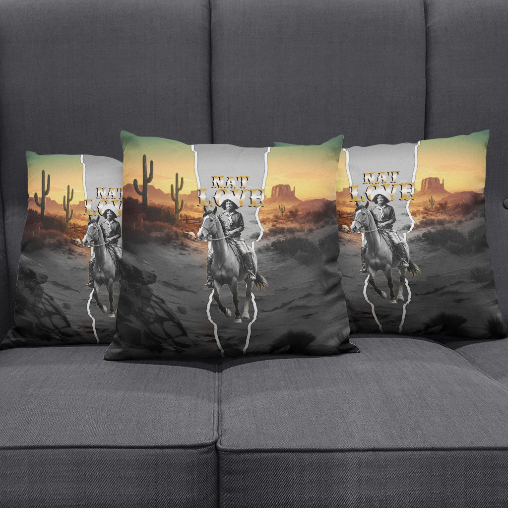 Nat Love Deadwood Dick Legendary Black Cowboy Pillow Cover Western Frontier Style With Native Southwest Pattern