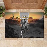 Nat Love Deadwood Dick Legendary Black Cowboy Rubber Doormat Western Frontier Style With Native Southwest Pattern