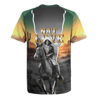Nat Love Deadwood Dick Legendary Black Cowboy Rugby Jersey Western Frontier Style With Native Southwest Pattern