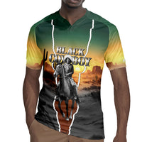 Nat Love Deadwood Dick Legendary Black Cowboy Rugby Jersey Western Frontier Style With Native Southwest Pattern