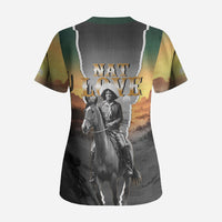 Nat Love Deadwood Dick Legendary Black Cowboy Scrub Top Western Frontier Style With Native Southwest Pattern