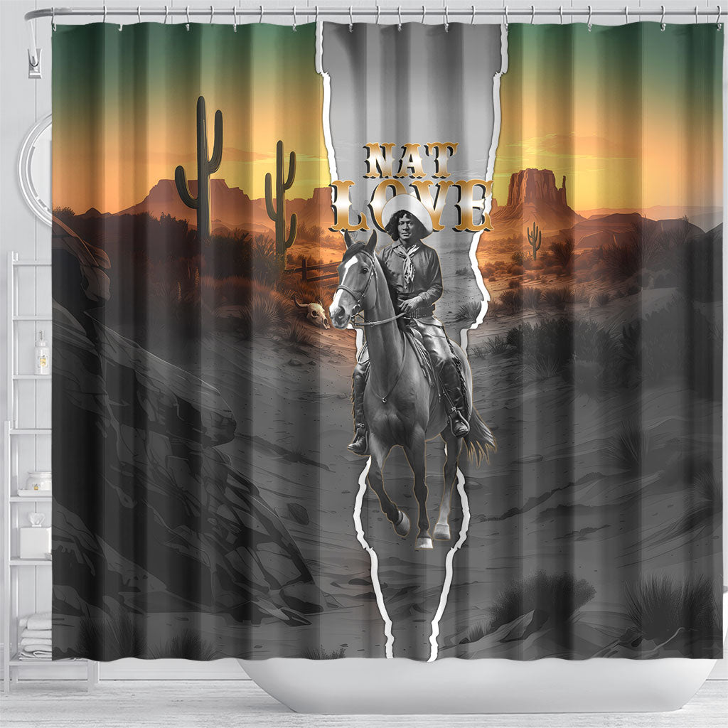 Nat Love Deadwood Dick Legendary Black Cowboy Shower Curtain Western Frontier Style With Native Southwest Pattern