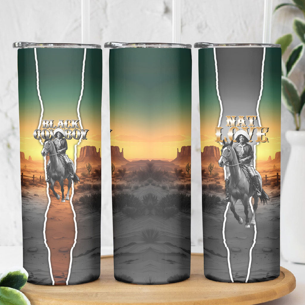 Nat Love Deadwood Dick Legendary Black Cowboy Skinny Tumbler Western Frontier Style With Native Southwest Pattern