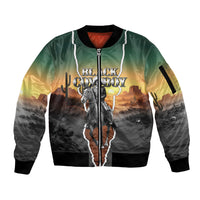 Nat Love Deadwood Dick Legendary Black Cowboy Sleeve Zip Bomber Jacket Western Frontier Style With Native Southwest Pattern