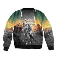 Nat Love Deadwood Dick Legendary Black Cowboy Sleeve Zip Bomber Jacket Western Frontier Style With Native Southwest Pattern