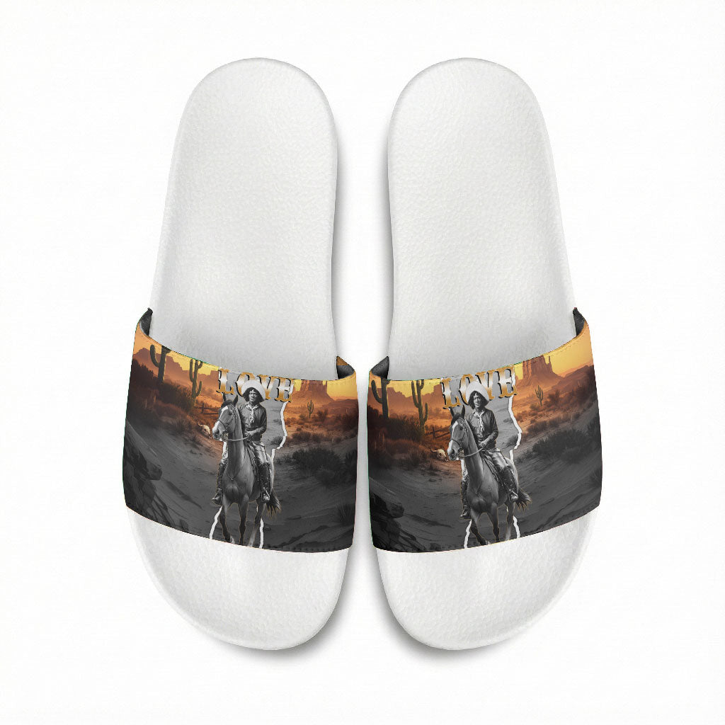 Nat Love Deadwood Dick Legendary Black Cowboy Slide Sandals Western Frontier Style With Native Southwest Pattern