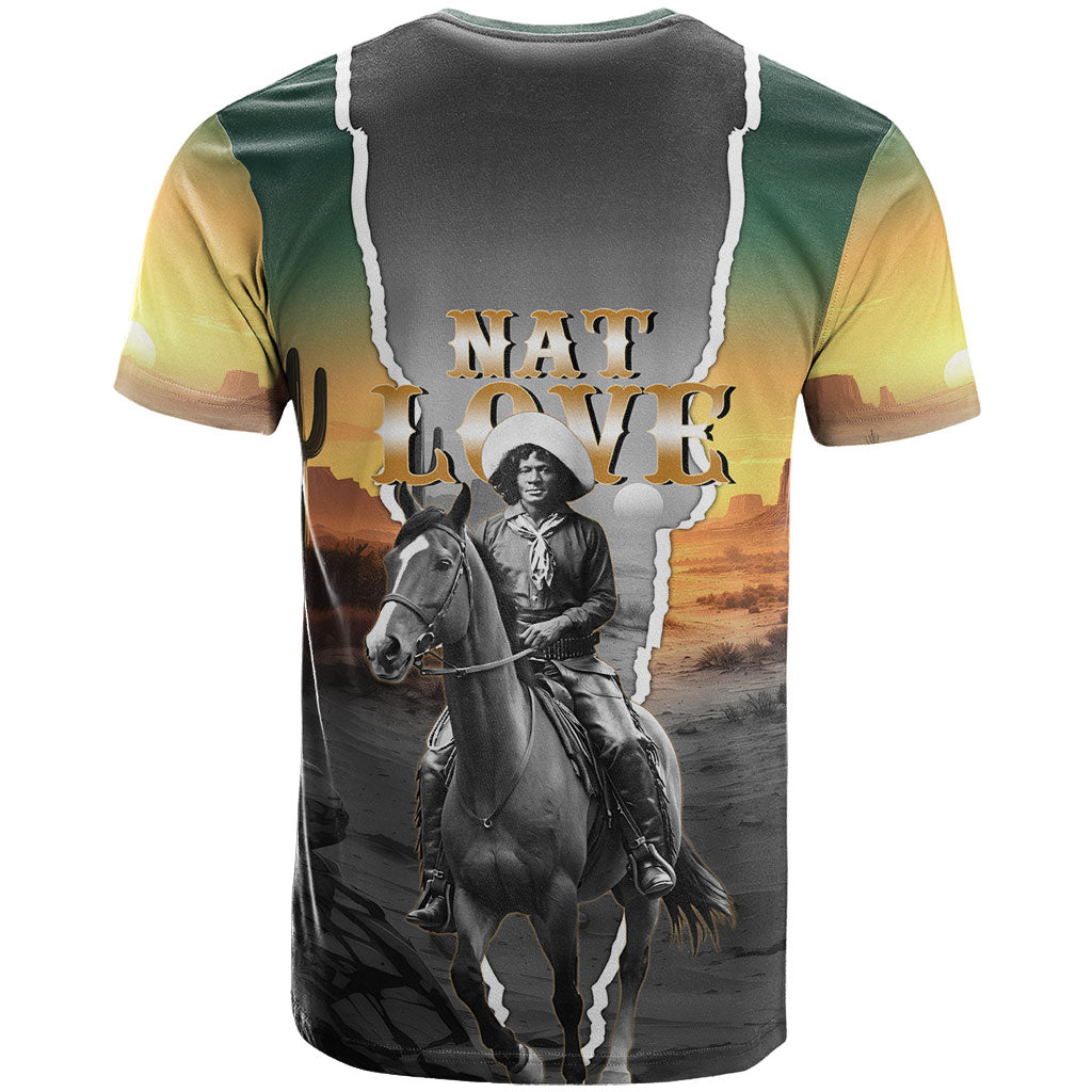 Nat Love Deadwood Dick Legendary Black Cowboy T shirt Western Frontier Style With Native Southwest Pattern