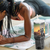 Nat Love Deadwood Dick Legendary Black Cowboy Tumbler With Handle Western Frontier Style With Native Southwest Pattern