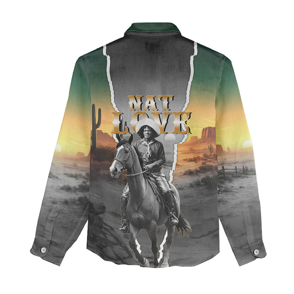 Nat Love Deadwood Dick Legendary Black Cowboy Women Casual Shirt Western Frontier Style With Native Southwest Pattern