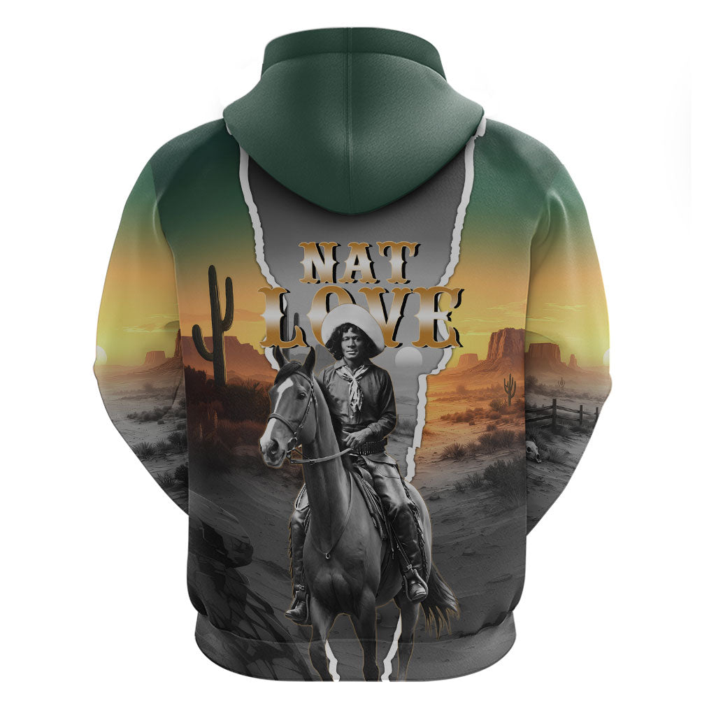 Nat Love Deadwood Dick Legendary Black Cowboy Zip Hoodie Western Frontier Style With Native Southwest Pattern