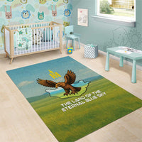 Mongolia Area Rug with Eagle Map Eternal Blue Sky Steppe Spirit