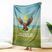 Mongolia Blanket with Eagle Map Eternal Blue Sky Steppe Spirit