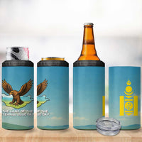 Mongolia 4 in 1 Can Cooler Tumbler with Eagle Map Eternal Blue Sky Steppe Spirit