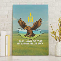 Mongolia Canvas Wall Art with Eagle Map Eternal Blue Sky Steppe Spirit
