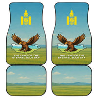 Mongolia Car Mats with Eagle Map Eternal Blue Sky Steppe Spirit