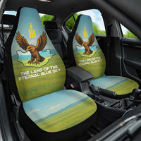 Mongolia Car Seat Cover with Eagle Map Eternal Blue Sky Steppe Spirit