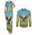 Mongolia Couples Matching Tank Maxi Dress and Long Sleeve Button Shirt with Eagle Map Eternal Blue Sky Steppe Spirit