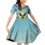 Mongolia Family Matching Off Shoulder Short Dress and Hawaiian Shirt with Eagle Map Eternal Blue Sky Steppe Spirit