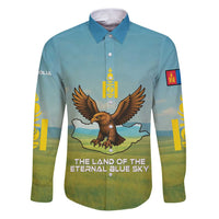 Mongolia Family Matching Puletasi and Hawaiian Shirt with Eagle Map Eternal Blue Sky Steppe Spirit
