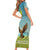 Mongolia Family Matching Short Sleeve Bodycon Dress and Hawaiian Shirt with Eagle Map Eternal Blue Sky Steppe Spirit