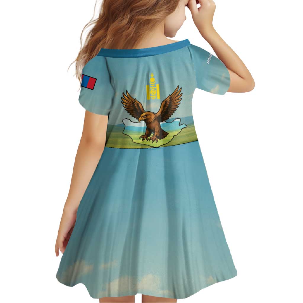 Mongolia Family Matching Tank Maxi Dress and Hawaiian Shirt with Eagle Map Eternal Blue Sky Steppe Spirit
