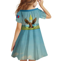Mongolia Family Matching Tank Maxi Dress and Hawaiian Shirt with Eagle Map Eternal Blue Sky Steppe Spirit
