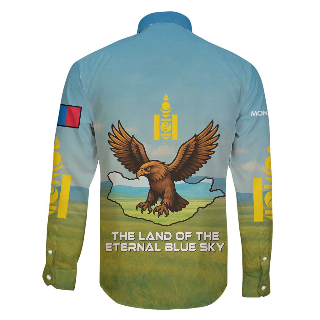 Mongolia Family Matching Tank Maxi Dress and Hawaiian Shirt with Eagle Map Eternal Blue Sky Steppe Spirit