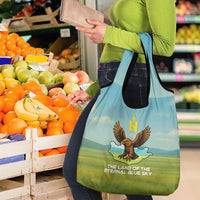 Mongolia Grocery Bag with Eagle Map Eternal Blue Sky Steppe Spirit