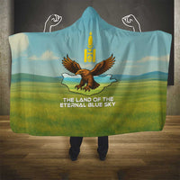Mongolia Hooded Blanket with Eagle Map Eternal Blue Sky Steppe Spirit