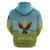 Mongolia Hoodie with Eagle Map Eternal Blue Sky Steppe Spirit