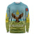 Mongolia Long Sleeve Shirt with Eagle Map Eternal Blue Sky Steppe Spirit