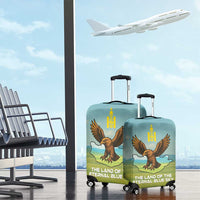 Mongolia Luggage Cover with Eagle Map Eternal Blue Sky Steppe Spirit