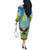 Mongolia Off The Shoulder Long Sleeve Dress with Eagle Map Eternal Blue Sky Steppe Spirit