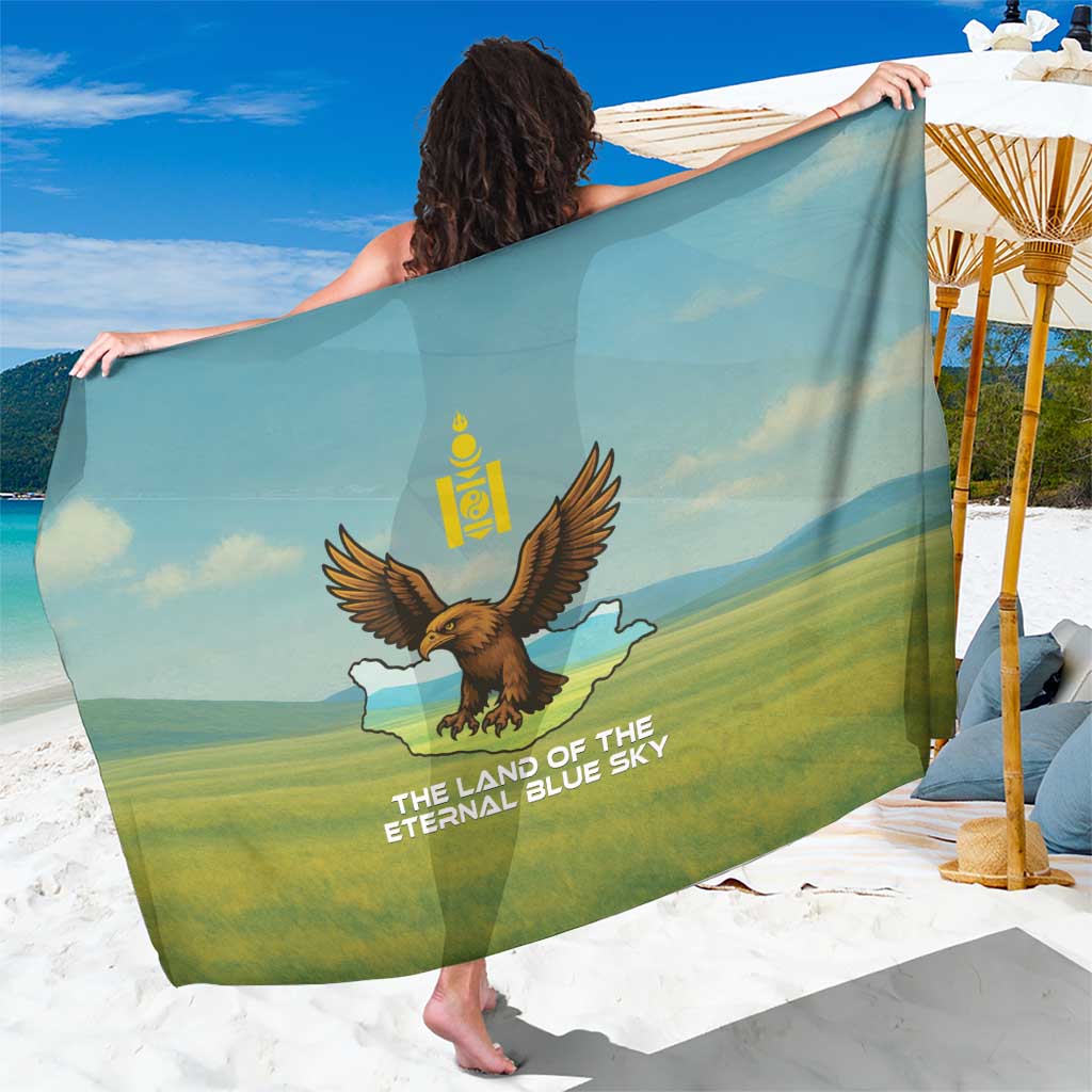 Mongolia Sarong with Eagle Map Eternal Blue Sky Steppe Spirit
