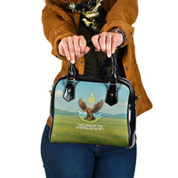 Mongolia Shoulder Handbag with Eagle Map Eternal Blue Sky Steppe Spirit