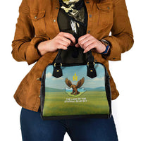 Mongolia Shoulder Handbag with Eagle Map Eternal Blue Sky Steppe Spirit