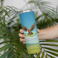 Mongolia Skinny Tumbler with Eagle Map Eternal Blue Sky Steppe Spirit
