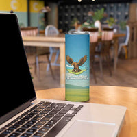 Mongolia Skinny Tumbler with Eagle Map Eternal Blue Sky Steppe Spirit