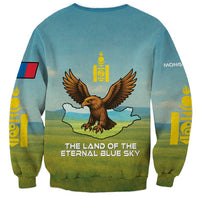 Mongolia Sweatshirt with Eagle Map Eternal Blue Sky Steppe Spirit