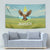 Mongolia Tapestry with Eagle Map Eternal Blue Sky Steppe Spirit